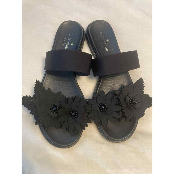 Kate Spade | Marley Sandals in Black Floral Applique | Size 8 - Picture 5 of 6